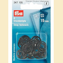Set capse plastic de cusut, culoare negru, 15 mm - Prym